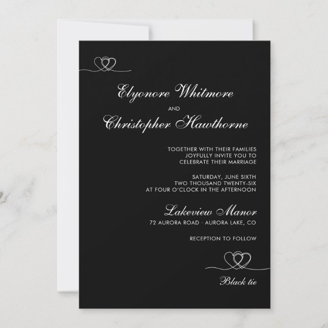 Black Modern Chic Mix and Match Wedding Invitation (Front)