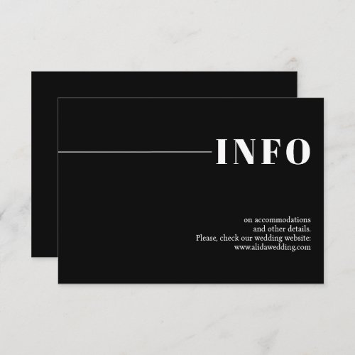 Black modern chic typography minimalist wedding enclosure card