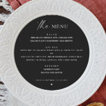 Black Modern Circle Wedding | Minimalist Round Menu<br><div class="desc">Elevate your reception with this bold and contemporary round wedding menu, designed in sleek black for a dramatic yet refined look. With its minimalist style and modern circular shape, this menu makes a stylish impression while keeping the focus on your carefully curated meal. Perfect for urban, industrial, or black-tie weddings....</div>