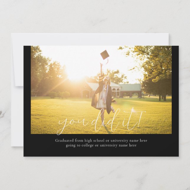 Black Modern Class of 20XX Graduation Announcement (Back)