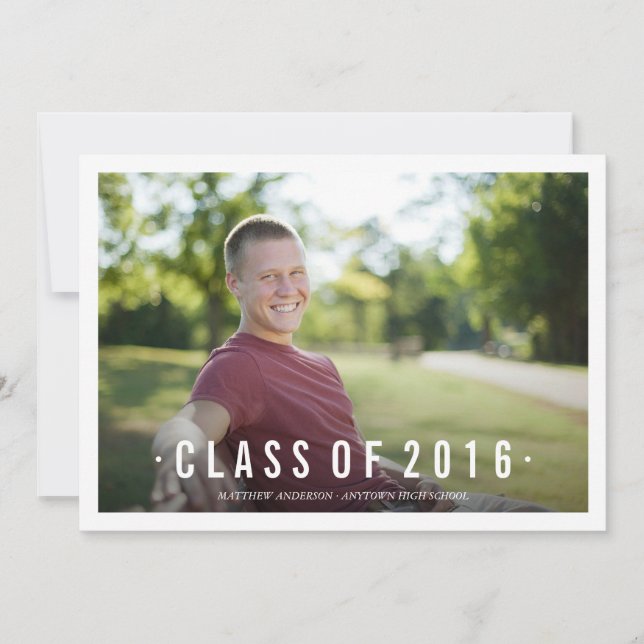 Black Modern Class of Photo Graduation Invitation (Front)