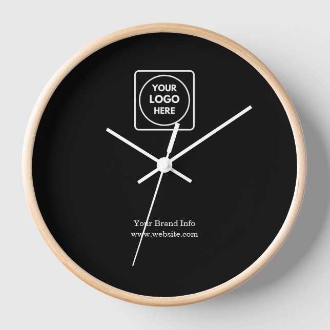 Black Modern Clock | Custom Professional Business  (Front)