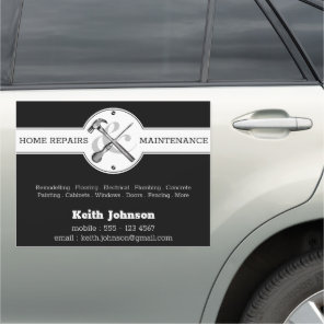 Black Modern Construction Handyman Professional Car Magnet