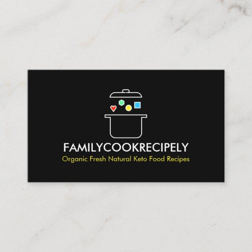 Black Modern Cooking geometric food pot Business Card