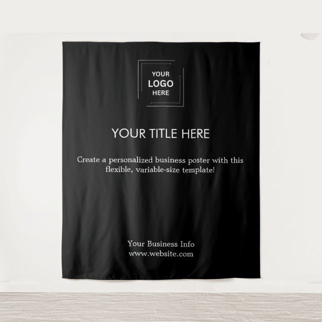 Black Modern Corporate Event Logo Showcase Tapestry (Front)