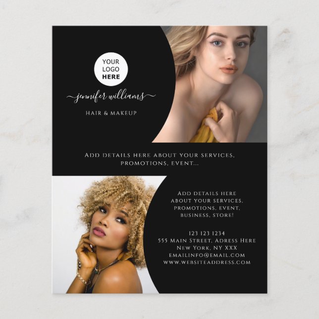 Black Modern Custom Photo Logo Promotional Flyer (Front)