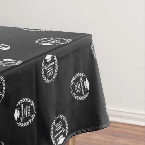 Black Modern Custom School Logo Pattern Graduation Tablecloth
