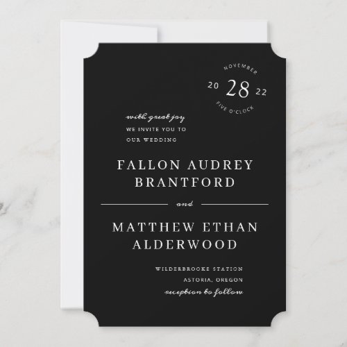 Black Modern Date Seal Wedding Invitation