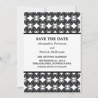 Black Modern Deco Save the Date Invite