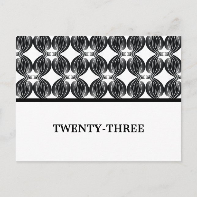Black Modern Deco Table Number Postcard (Front)