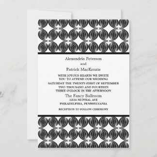 Black Modern Deco Wedding Invite