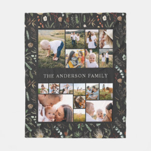 black modern elegant 17 photo botanical pampas fleece blanket