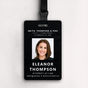 Black Modern Elegant Business Corporate Photo QR Badge