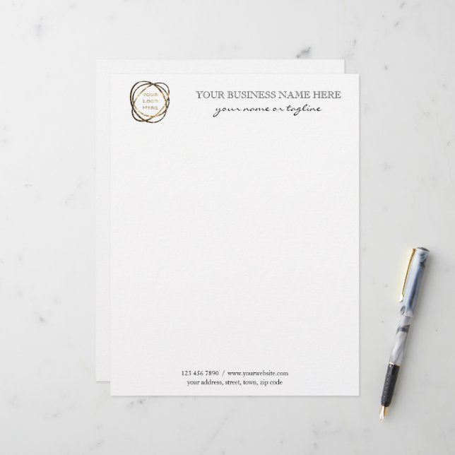 Black Modern Elegant Custom Business Logo    Letterhead (Front/Back In Situ)