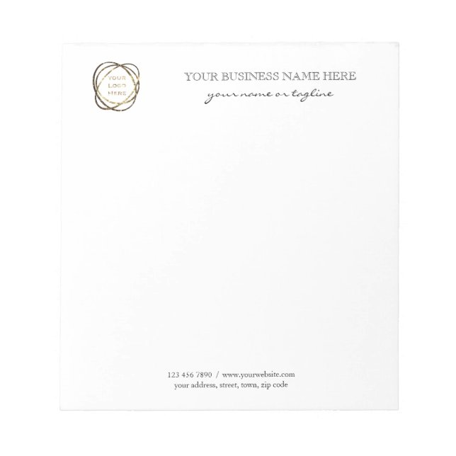 Black Modern Elegant Custom Business Logo    Notepad (Front)