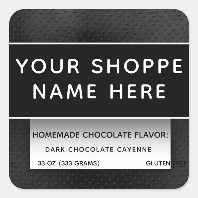Black Modern Elegant Food Container Candle Label (Front)