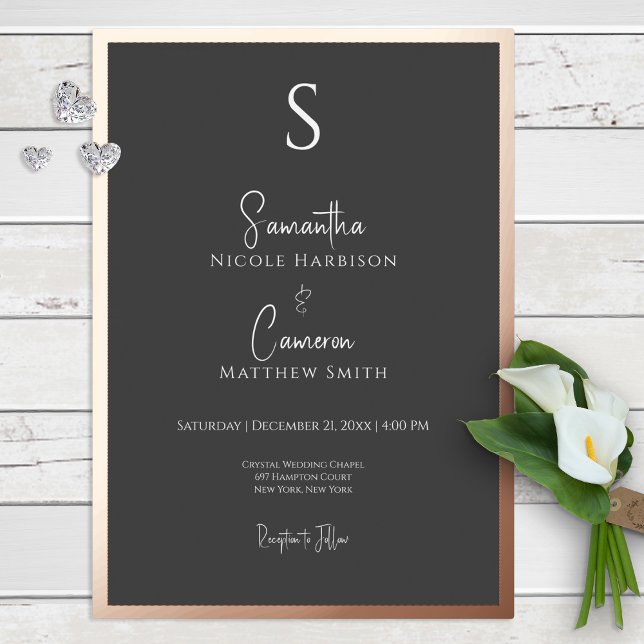 Black Modern Elegant Minimal Foil Invitation (Creator Uploaded)