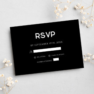 Black Modern Elegant Minimal Wedding RSVP Card