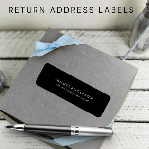 Black modern elegant minimalist return address Label