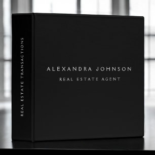 Black Modern Elegant Professional Classy 3 Ring Binder
