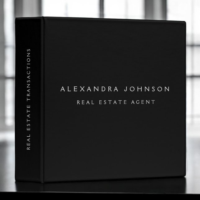 Black Modern Elegant Professional Classy 3 Ring Binder (Creator Uploaded)