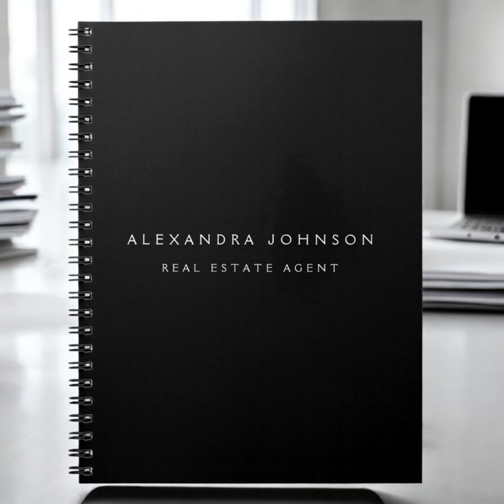 Black Modern Elegant Professional Classy Notebook