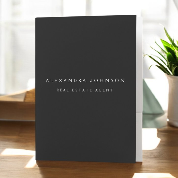 Black Modern Elegant Professional Classy Pocket Folder