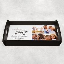 Black modern elegant rustic watercolor beige serving tray