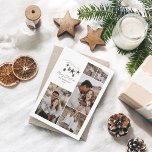 Black modern elegant script Christmas multi photo Holiday Card<br><div class="desc">Black modern elegant rustic watercolor beige natural Scandinavian contemporary muted colors beige,  black and white 5 multi photo holiday Christmas card.</div>