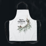Black modern elegant watercolor botanical rustic apron<br><div class="desc">Black modern elegant rustic watercolor dried botanical floral muted colors holiday Christmas design.</div>