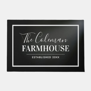 Black Modern Farmhouse Family Monogram Doormat