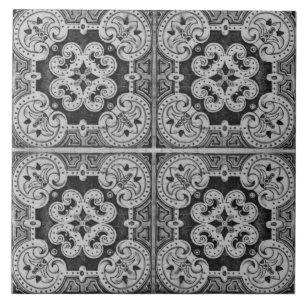 Black Modern Floral Portuguese azulejos decorative Ceramic Tile