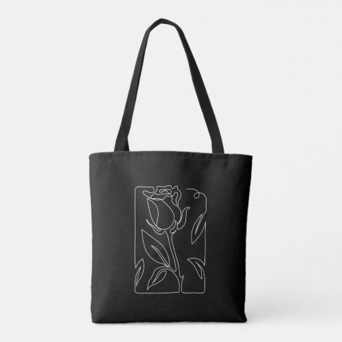 Black Modern Floral Tote Bag