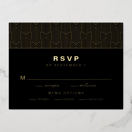 Black Modern Foil RSVP Card