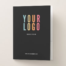 Black Modern Folders Business Card Slot Logo