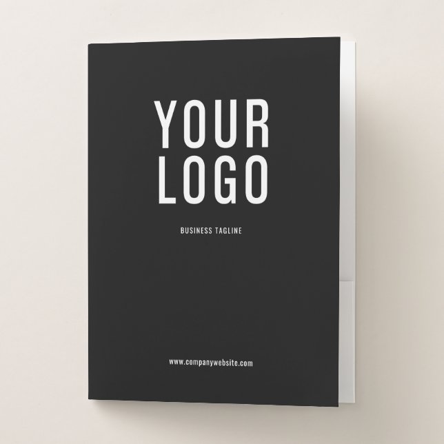 Black Modern Folders Business Card Slot Logo (Front)
