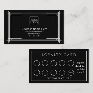 Black Modern Formal Business Café Coffee Loyalty Card