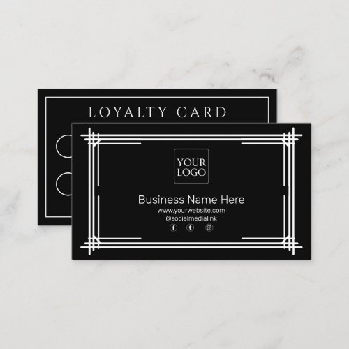 Black Modern Formal Business Caf Coffee Loyalty Card