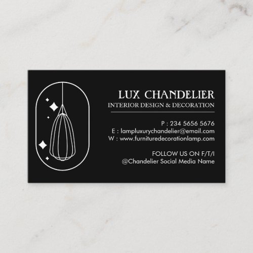 Black Modern Furniture Decoration Chandelier Lamp Business Card