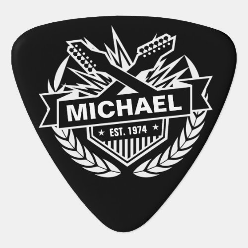 Black Modern Guitarist Personalised Logo Guitar Pick