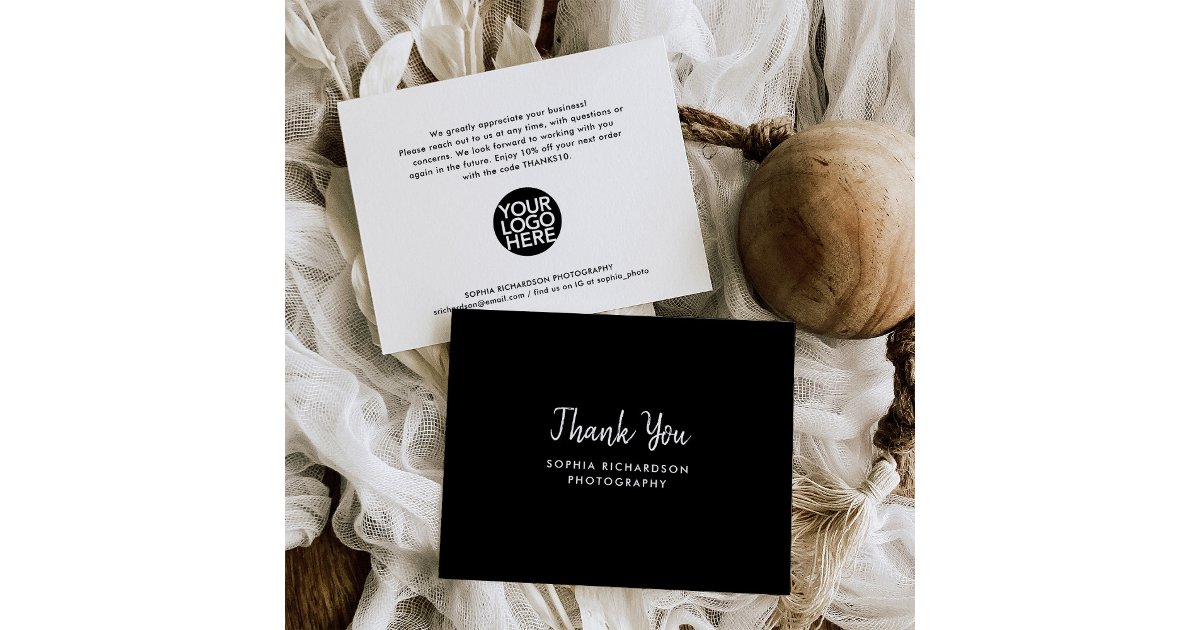 Black Modern Handwriting | Small Business Thank You Card | Zazzle