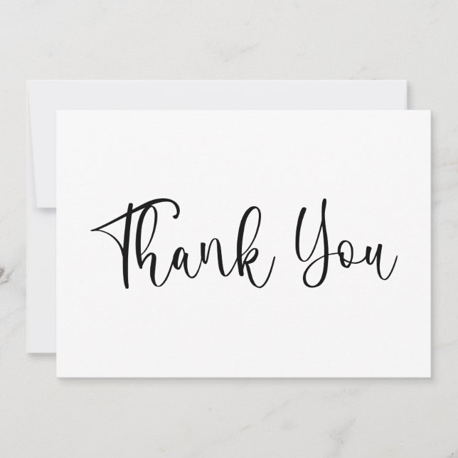 Black Modern Handwritten Calligraphy Thank You Card (Front)