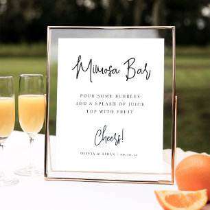 Black   Modern Handwritten Script Mimosa Bar Sign