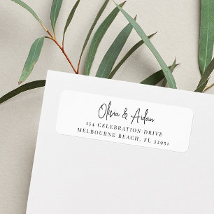Black Modern Handwritten Script Return Address Label