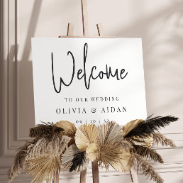 Black | Modern Handwritten Wedding Welcome Sign