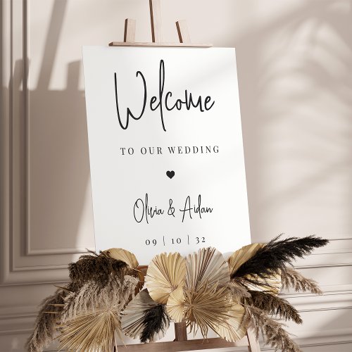 Black  Modern Handwritten Wedding Welcome Sign