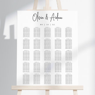 Black Modern Handwritten XL Wedding Seating Chart Foam Board