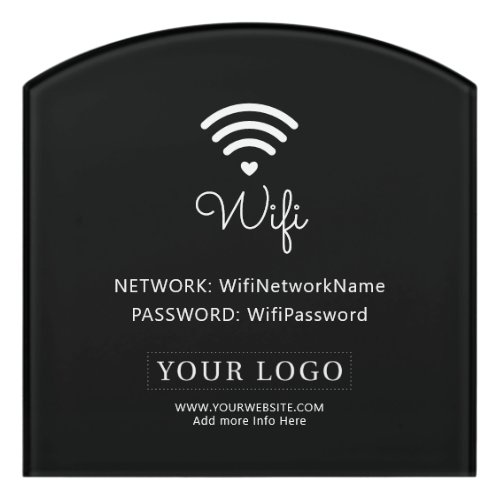 Black  Modern Heart Business Wifi Password Sign