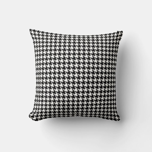 Black Modern Houndstooth at Emporiomoffa Throw Pillow (Front)