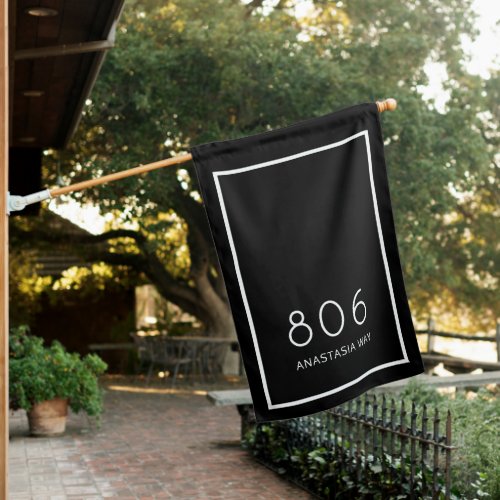 Black  Modern House Number  Street Name House Flag